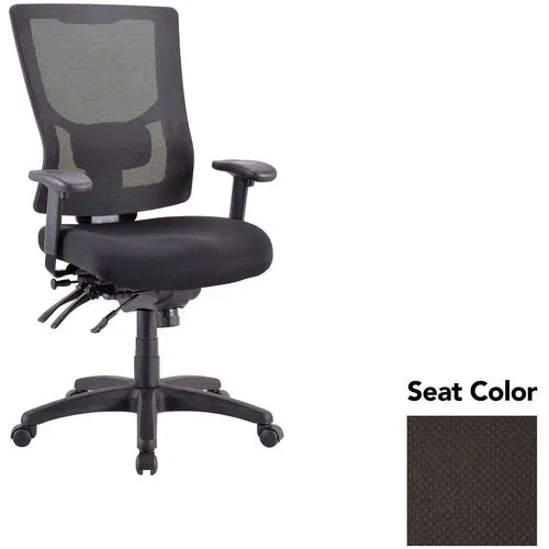 Lorell Executive Chair, Conjure, High-Back Mesh, Upholstered Seat, Lumbar Support, Adjustable Height, Perfection Black