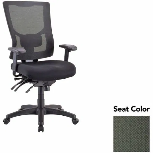 Lorell Conjure Executive Chair, High-Back Mesh, Perfection Olive Green Upholstered Seat, Adjustable Lumbar, Tilt Tension, Seat Slider