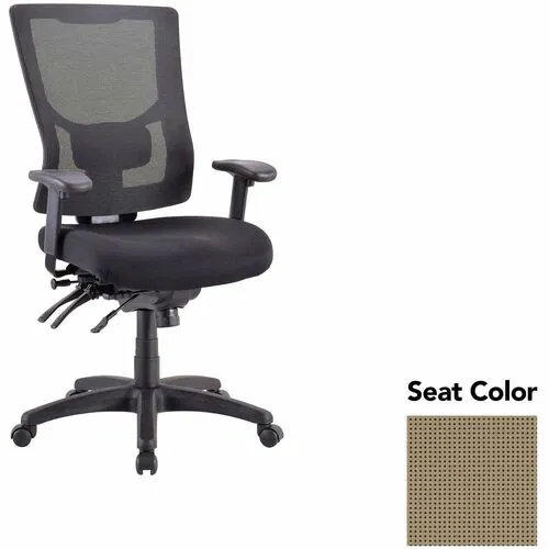 Lorell Executive Chair, Conjure Series, High-Back Mesh, Upholstered Expo Latte Seat, Lumbar Support, Adjustable Height, 26.7" W x 26" D x 44" H