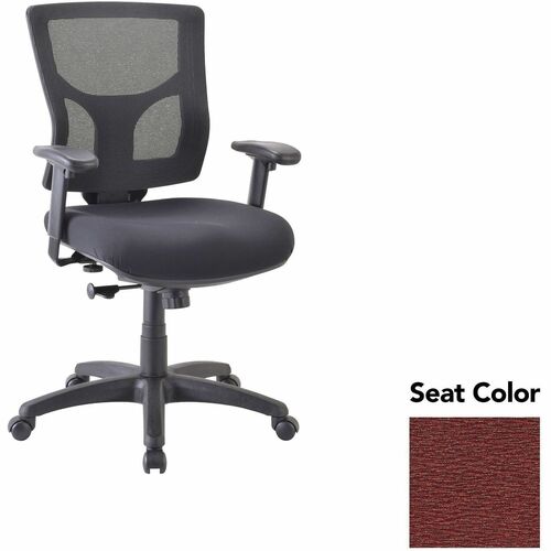 Lorell Conjure Swivel/Tilt Task Chair - Fuse Carmine Seat Color - Mesh Back Material - Mid Back - Armrest - 1 Each