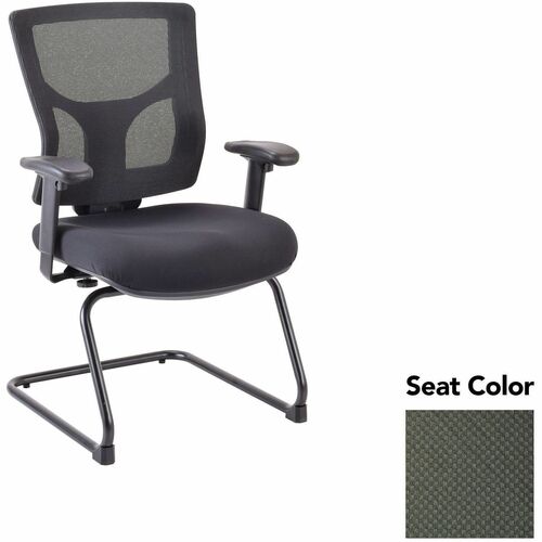 Lorell Conjure Sled Base Guest Chair - Perfection Olive Green Seat Color - Polyurethane Foam Seat Material - Mesh Back Material - Mid Back - Cantilever, Sled Base - Armrest - 1 Each