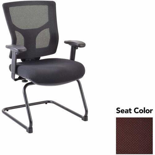 Lorell Conjure Sled Base Guest Chair - Perfection Burgundy Seat Color - Polyurethane Foam Seat Material - Mesh Back Material - Mid Back - Cantilever, Sled Base - Armrest - 1 Each