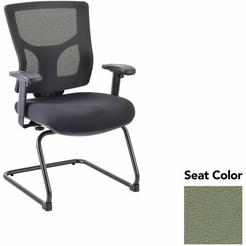 Lorell Conjure Sled Base Guest Chair - Fuse Cress Seat Color - Polyurethane Foam Seat Material - Mesh Back Material - Mid Back - Cantilever, Sled Base - Armrest - 1 Each