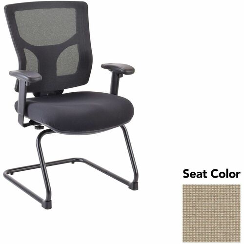 Lorell Conjure Sled Base Guest Chair - Shire Travertine Seat Color - Polyurethane Foam Seat Material - Mesh Back Material - Mid Back - Cantilever, Sled Base - Armrest - 1 Each