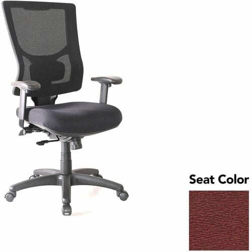 Lorell Conjure High-Back Office Chair - Fuse Carmine Seat Color - Mesh Back Material - High Back - Armrest - 1 Each