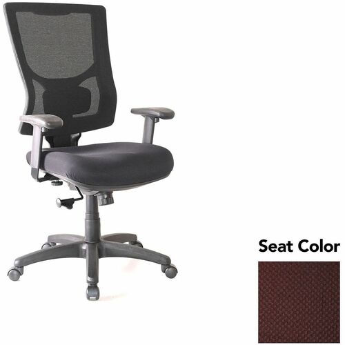 Lorell Conjure High-Back Swivel/Tilt Office Chair - Perfection Burgundy Seat Color - Polyurethane Foam Seat Material - Mesh Back Material - High Back - Armrest - 1 Each