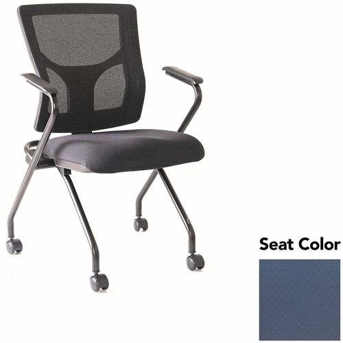 Lorell Conjure Mesh Training Chairs with Arms - Insight Periwinkle Blue Seat Color - Polyurethane, Foam Seat Material - Mesh Back Material - High Back - Black - Armrest - 2 / Carton