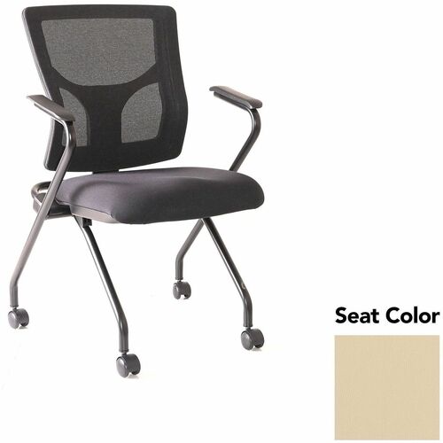 Lorell Conjure Mesh Training Chairs with Arms - Dillon Buff Seat Color - Polyurethane, Foam Seat Material - Mesh Back Material - High Back - Black - Armrest - 2 / Carton
