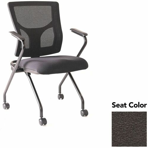 Lorell Conjure Mesh Training Chairs with Arms - Fuse Pepper Seat Color - Polyurethane, Foam Seat Material - Mesh Back Material - High Back - Black - Armrest - 2 / Carton