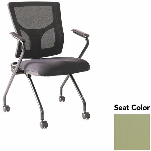 Lorell Conjure Mesh Training Chairs with Arms - Dillon Sage Seat Color - Polyurethane, Foam Seat Material - Mesh Back Material - High Back - Black - Armrest - 2 / Carton