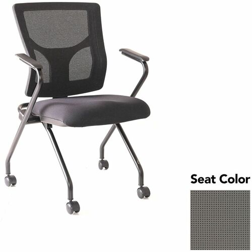 Lorell Conjure Mesh Training Chairs with Arms - Expo Fog Seat Color - Polyurethane, Foam Seat Material - Mesh Back Material - High Back - Black - Armrest - 2 / Carton