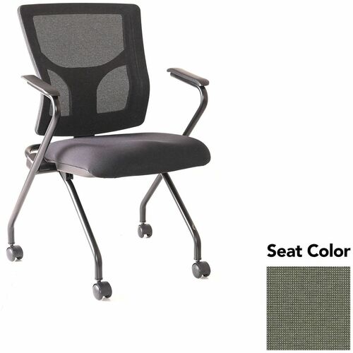 Lorell Conjure Mesh Training Chairs with Arms - Shire Sage Seat Color - Polyurethane, Foam Seat Material - Mesh Back Material - High Back - Black - Armrest - 2 / Carton