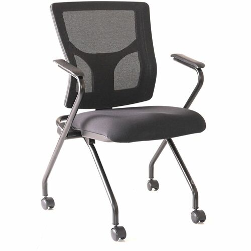 Lorell Conjure Mesh Training Chairs with Arms - Fuse Cress Seat Color - Polyurethane, Foam Seat Material - Mesh Back Material - High Back - Black - Armrest - 2 / Carton