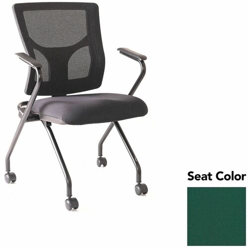 Lorell Conjure Mesh Training Chairs with Arms - Forte Chive Seat Color - Polyurethane, Foam Seat Material - Mesh Back Material - High Back - Black - Armrest - 2 / Carton