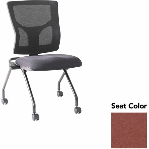 Lorell Conjure Mesh Training Chairs - Dillon Cordovan Seat Color - Polyurethane Foam Seat Material - Mesh Back Material - 2 / Carton