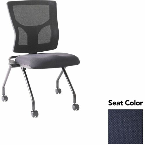 Lorell Conjure Mesh Training Chairs - Perfection Navy Seat Color - Polyurethane Foam Seat Material - Mesh Back Material - 2 / Carton