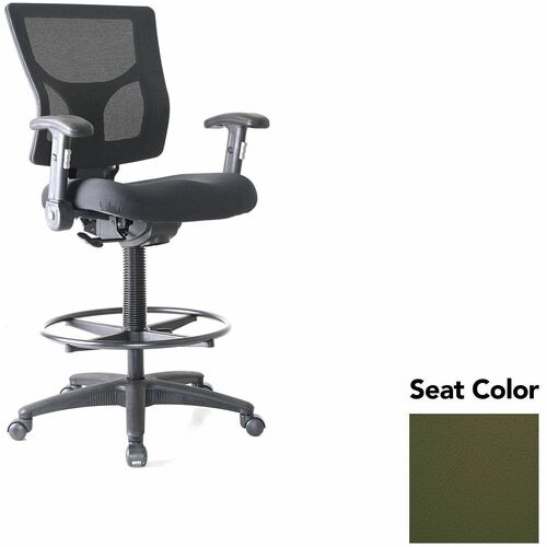 Lorell Conjure Office Stool - Canyon Fern Seat Color - Polyurethane Foam Seat Material - Mesh Back Material - Armrest - 1 Each