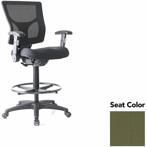Lorell Conjure Office Stool - Expo Leaf Seat Color - Polyurethane Foam Seat Material - Mesh Back Material - Armrest - 1 Each