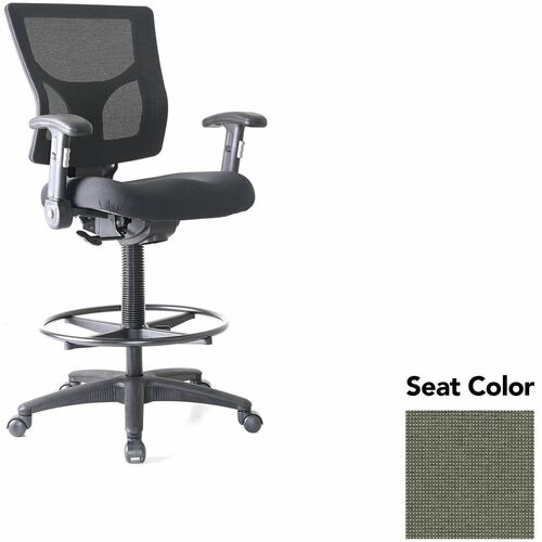 Lorell Conjure Office Stool - Shire Sage Seat Color - Polyurethane Foam Seat Material - Mesh Back Material - Armrest - 1 Each