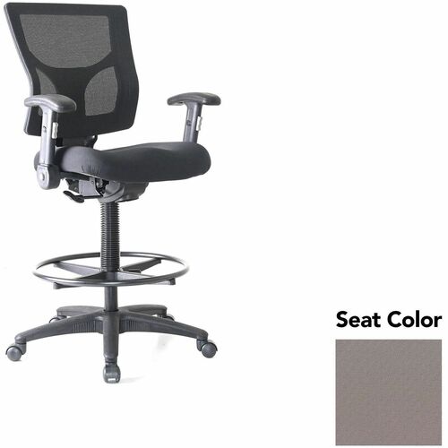 Lorell Conjure Office Stool - Insight Fossil Seat Color - Polyurethane Foam Seat Material - Mesh Back Material - Armrest - 1 Each