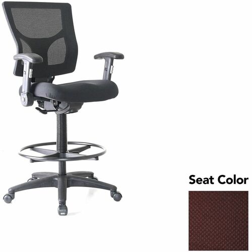 Lorell Conjure Office Stool - Perfection Burgundy Seat Color - Polyurethane Foam Seat Material - Mesh Back Material - Armrest - 1 Each