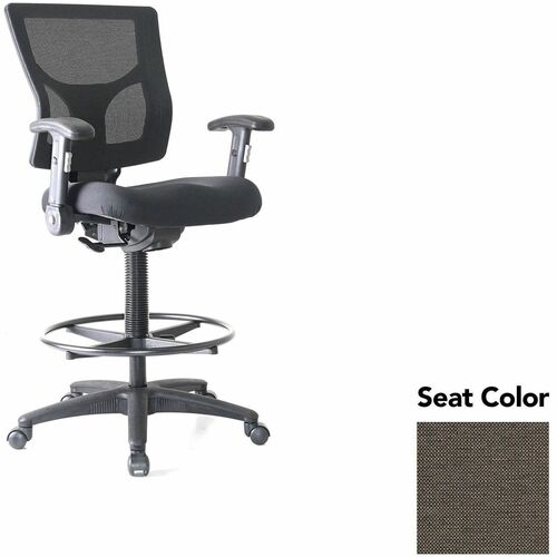 Lorell Conjure Office Stool - Shire Stonewall Seat Color - Polyurethane Foam Seat Material - Mesh Back Material - Armrest - 1 Each