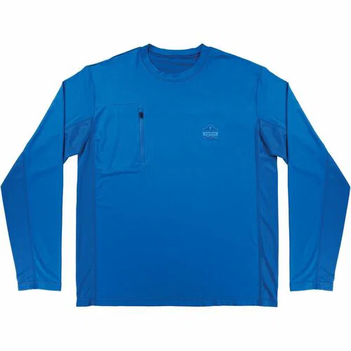 Ergodyne Chill-Its Cooling Long-Sleeve Sun Shirt, UPF 50+, Evaporative Cooling, Moisture-Wicking, Breathable Mesh, Zip Chest Pocket, Small