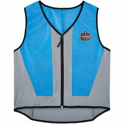 Ergodyne Chill-Its Wet Cooling Vest, 4X-Large, PVA Mesh Panels, Front Zipper, Blue, Machine Washable