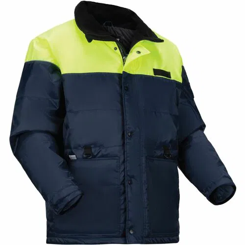 Ergodyne N-Ferno Insulated Freezer Jacket, Cold Storage, Large, 51" Waist, Navy, 200g Thinsulate, Water-Resistant, Reflective Piping