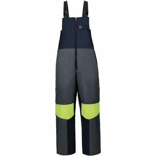 Ergodyne Insulated Freezer Bib Overalls - Bib Overall - 4XL - Navy, Yellow - Polyester, Ripstop Polyester, Polyurethane
