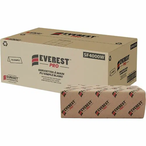 SNOW SOFT Paper Towel, Single Fold, 1-Ply, White, 25% Post-Consumer Recycled, 250/PK, 1120/PL