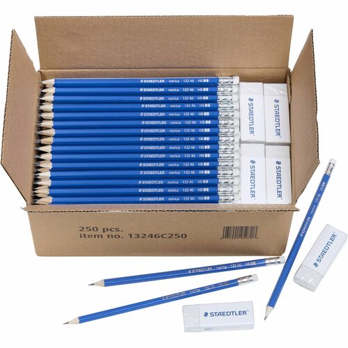 Staedtler Norica Wood Pencil, HB/#2, Pre-Sharpened, Break-Resistant Lead, Yellow Wood Barrel, PVC-Free Eraser, 250/Box
