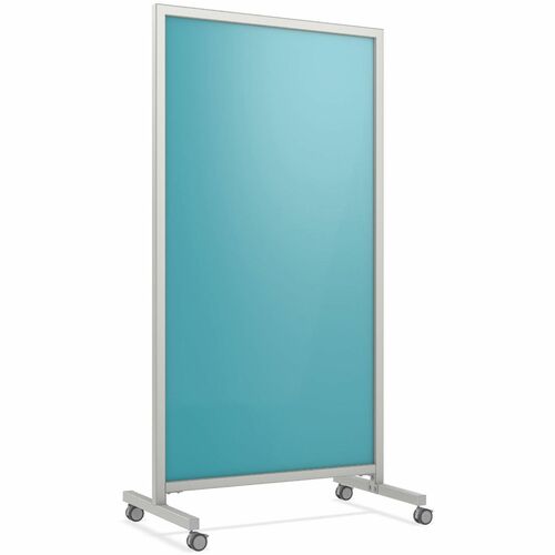 Ghent EZ Mobile Glassboard - 36" (3 ft) Width x 72" (6 ft) Height - Blue Glass Surface - Gray Aluminum, Silver Frame - Magnetic - Durable, Casters, Easy to Clean, Ghost Resistant, Stain Resistant, Heavy Duty, Locking Casters, Magnetic, Double-sided - Asse