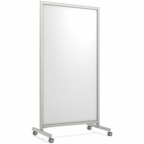 Ghent EZ Mobile Glassboard - 38" (3.2 ft) Width x 75" (6.3 ft) Height - White Porcelain Surface - Anodized Satin Aluminum Frame - Vertical - Magnetic - Ghost Resistant, Stain Resistant, Heavy Duty, Locking Casters, Durable, Casters, Scratch Resistant, Den
