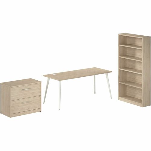 Bush Business Furniture Vista Office Furniture Collection - x 1" Thickness Top, 71" Height x 71" Width x 29" Depth - 2 x File, Box Drawer(s) - 5 Shelve(s) - 3 Adjustable Shelf(ves) - Material: Thermofused Laminate (TFL), Steel, Plastic, Metal, Hardboard,