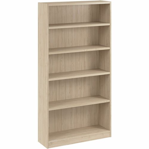 Bush Business Furniture Vista Office Furniture Collection - 71" Height x 37" Width x 12" Depth, x 1" Thickness Shelf - 5 Shelve(s) - 3 Adjustable Shelf(ves) - Material: Engineered Wood, Laminate, Metal, Plastic, Paper - Finish: Natural Elm - Large - Adjus