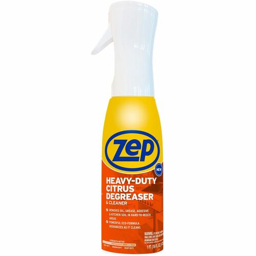 Zep Heavy Duty Citrus Degreaser - For Multipurpose - Ready-To-Use - Aerosol, Spray, Liquid - 16 fl oz (0.5 quart) - Citrus, Solvent Scent - Heavy Duty, Bleach-free, Deodorize, VOC-free - Clear - 1 Each