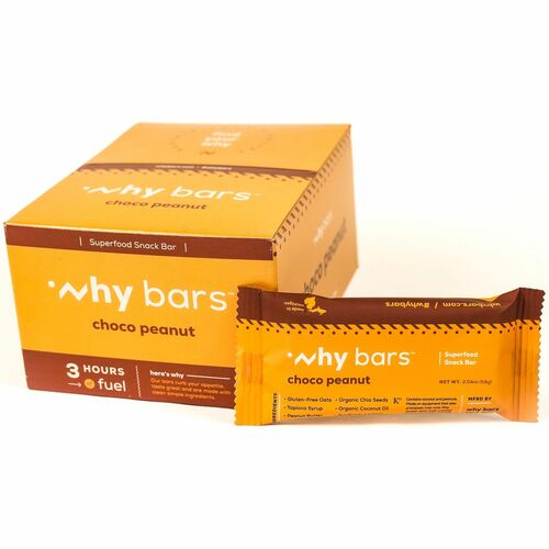Why Bars Superfood Protein Snack Bars - Gluten-free, Dairy-free, Soy-free, Non-GMO, Individually Wrapped - Choco Peanut - 2.04 oz - 12 / Pack