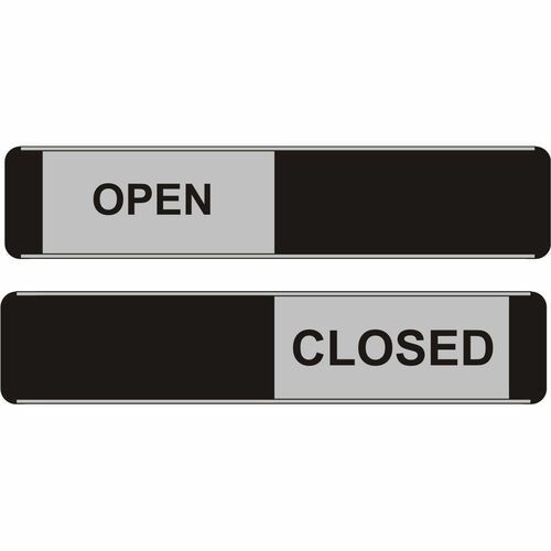 Seco Safety Sign, Door-Mount, Open/Closed Slider, 10" W x 2" H, Aluminum/PVC, Self-Adhesive, Multicolor