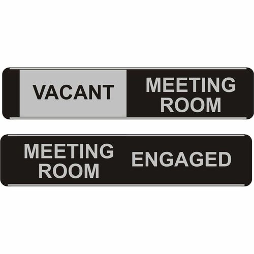 Stewart Superior Conference Room Sign - Print/Message "Meeting Room" , "Engaged" , "Meeting Room" , "Vacant" - 10" Width x 2" Height - Self-adhesive - Conference - Aluminum, Polyvinyl Chloride (PVC) - 1 Each