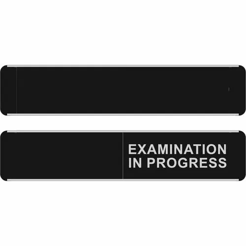 Seco Safety Sign, Door-Mount, 10" W x 2" H, Aluminum/PVC, Multicolor, Self-Adhesive Slider (Examination in Progress)