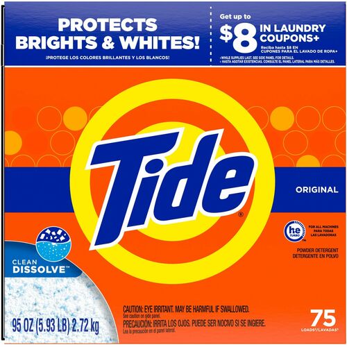 Tide Laundry Detergent, Powder Concentrate, HE Compatible, Clean-Dissolve Technology, Original Scent, 95 oz, 75 Loads