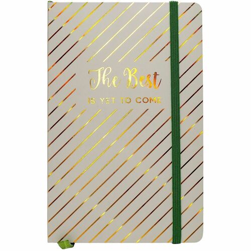 Pukka Pads Notebook - 1 Subject(s) - 96 Sheets - 192 Pages - 80 g/m² Grammage - A5 - 5 7/64" x 8 1/5" Sheet Size x 0.5" Width x 5.2" Length - Green Vegan Leather, Gold Cover - Elastic Closure, Ghost Resistant, Bleed Resistant, Acid-free Paper - 3 / P