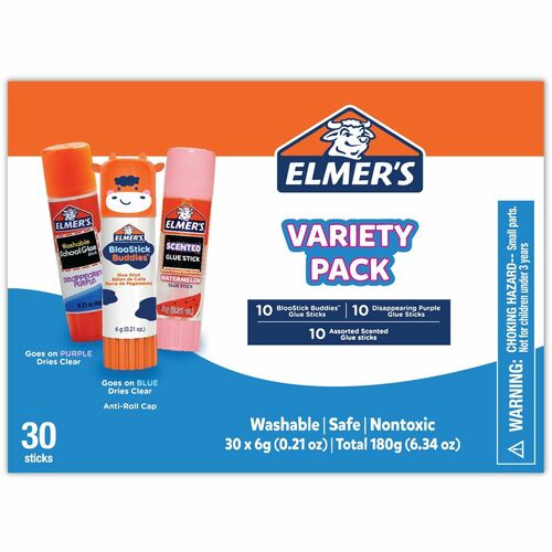 Elmer's Glue Sticks Variety Pack - Purple, Blue - 30 / Box