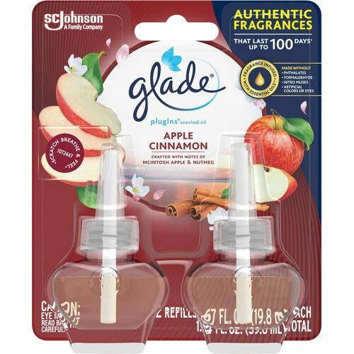 Glade PlugIns Refill - Oil - 1.3 fl oz (0 quart) - Apple Cinnamon - 50 Day - Long Lasting - 2 / Pack