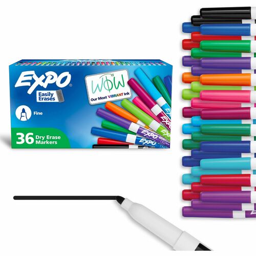 Expo Dry Erase Markers, Fine Tip, Assorted Colors, Low-Odor, for Whiteboard, 36/Box