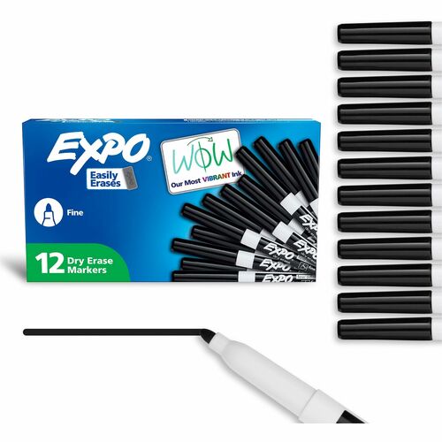 Expo Low-Odor Dry Erase Markers - Fine Marker Point - Black Ink - Dry - 1 Dozen