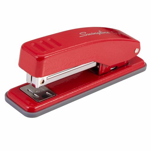 Swingline Desktop Stapler, Handheld, Half-Strip, 20-Sheet Capacity, Holds 105 Staples, Electric Rio Red Metal, Low-Staple Indicator