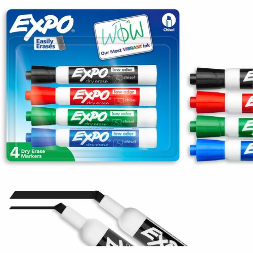 Expo Dry Erase Markers - Chisel Marker Point - Assorted Ink - Dry - 4 / Set