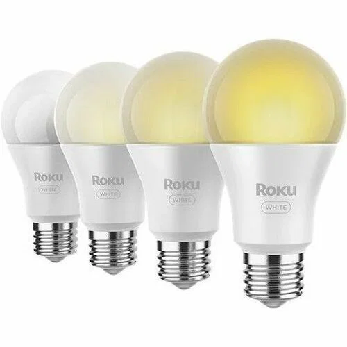 Roku Smart Bulb SE (White) 4 Pack - 9.50 W - 60 W Incandescent Equivalent Wattage - 800 lm - A19 Size - White, Warm to Cool White Light Color - E26 Base - 25000 Hour - 2700°K, 6500°K Color Temperature - Alexa, Google Assistant, Roku Voice Supporte
